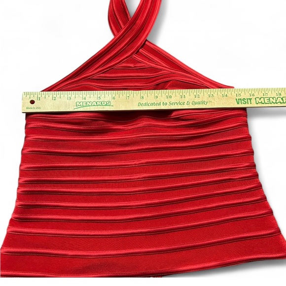 JS SIGNATURE Red Ruched Halter Tank Top - Picture 5 of 6